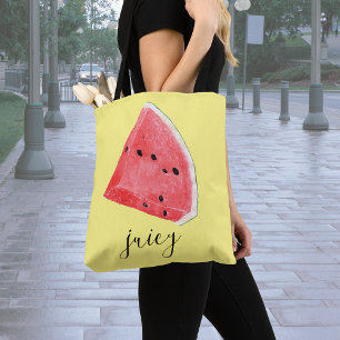 Watercolor Juicy Watermelon Wedge Tote Bag