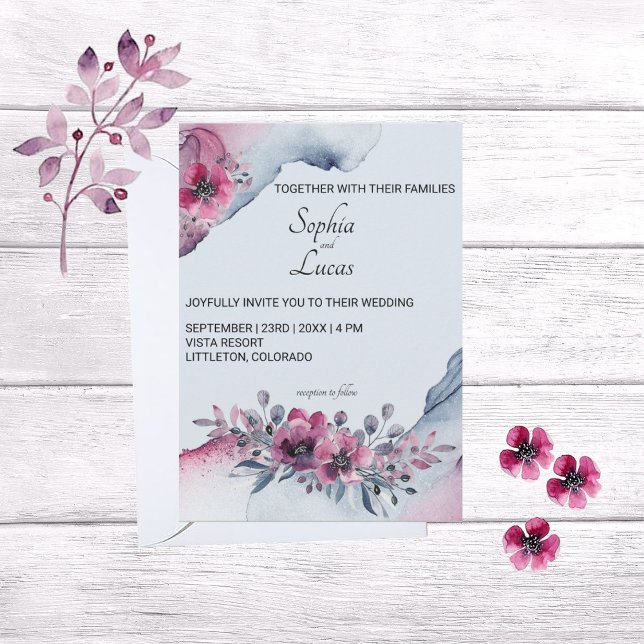 Watercolor Julia Floral Wedding Invitation (Creator Uploaded)
