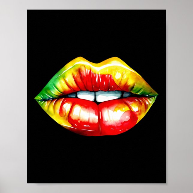 Watercolor Juneteenth Lips  Poster (Front)