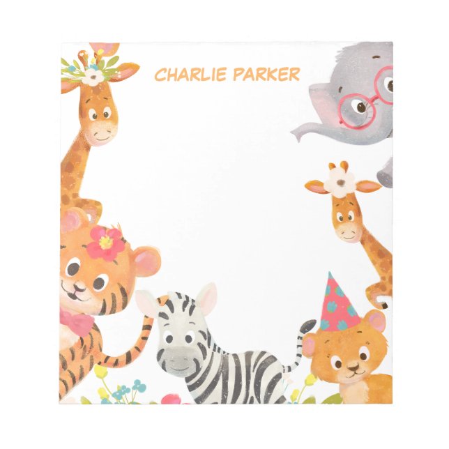 Watercolor Jungle Animals  Notepad (Front)