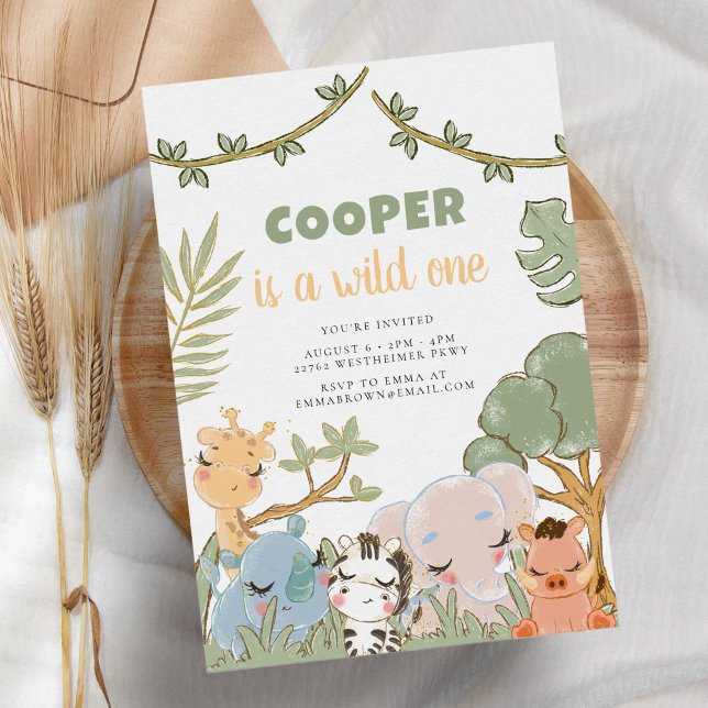 Watercolor Jungle Party Safari Birthday Invitation (Creator Uploaded)