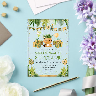 Watercolor Jungle Tiger Kids Birthday Acrylic Invitations