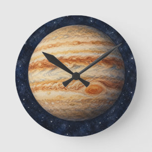 Watercolor Jupiter Round Clock