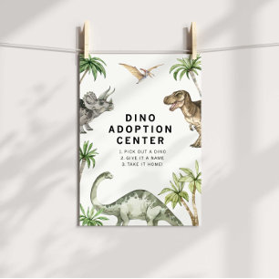 Watercolor Jurassic Dinosaur Adoption Sign