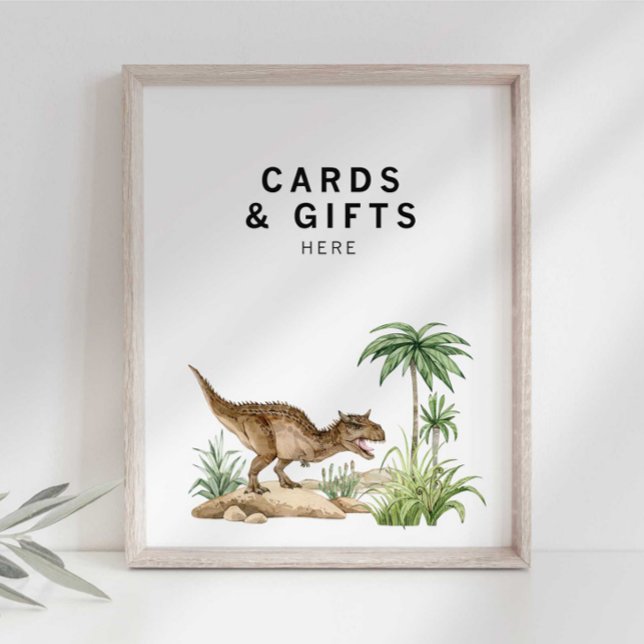 Watercolor Jurassic Dinosaur Gift Table Sign (Creator Uploaded)