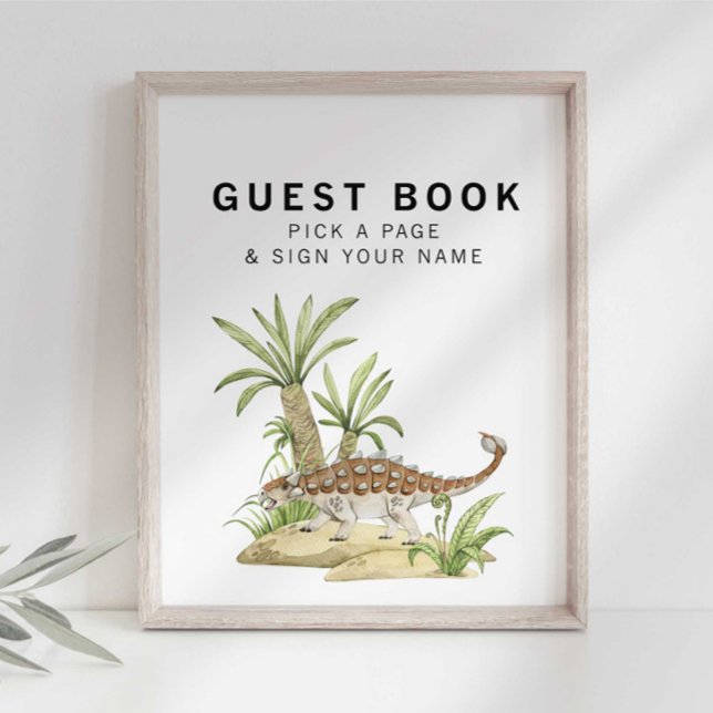 Watercolor Jurassic Dinosaur Guestbook Sign (Creator Uploaded)