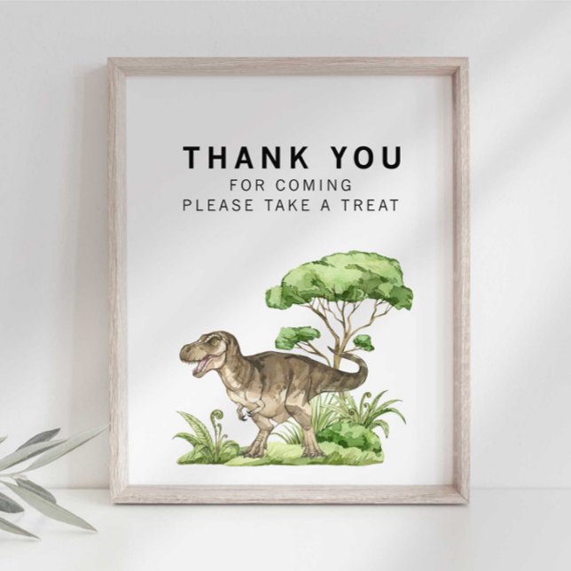 Watercolor Jurassic Dinosaur Thank You Sign (Creator Uploaded)