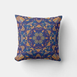 Watercolor Kaleidoscope Mandala Oriental Design. Cushion