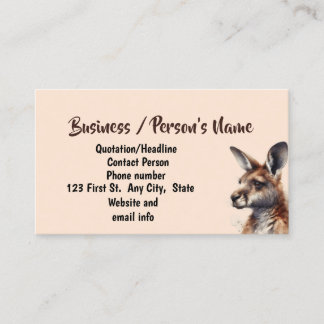 Watercolor Kangaroo Animal Custom Business Card
