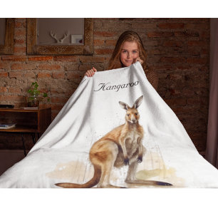 watercolor kangaroo customisable fleece blanket