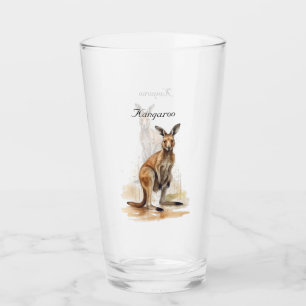 watercolor kangaroo customisable glass