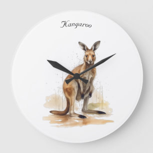 watercolor kangaroo customisable large clock
