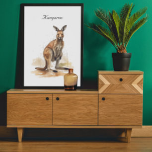 watercolor kangaroo customisable poster