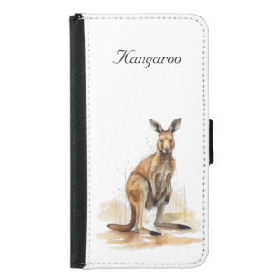 watercolor kangaroo customisable samsung galaxy s5 wallet case