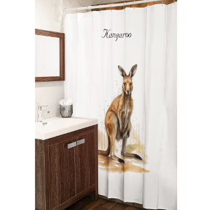 watercolor kangaroo customisable shower curtain