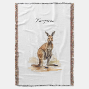 watercolor kangaroo customisable throw blanket