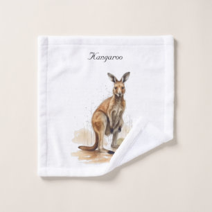 watercolor kangaroo customisable wash cloth