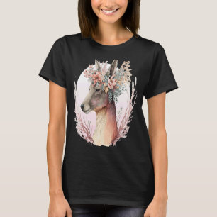 Watercolor Kangaroo Flower Crown Australian Animal T-Shirt