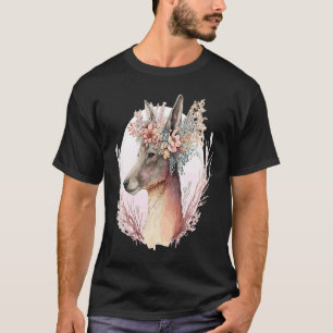 Watercolor Kangaroo Flower Crown Australian Animal T-Shirt