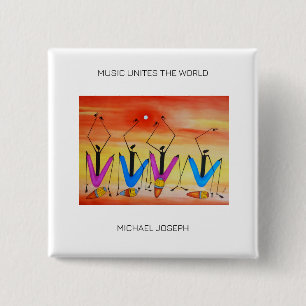 Watercolor Kenya African Art, Summer Festival 15 Cm Square Badge