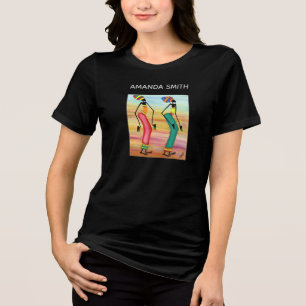 Watercolor Kenya African Art Walking Ladies Tri-Blend Shirt