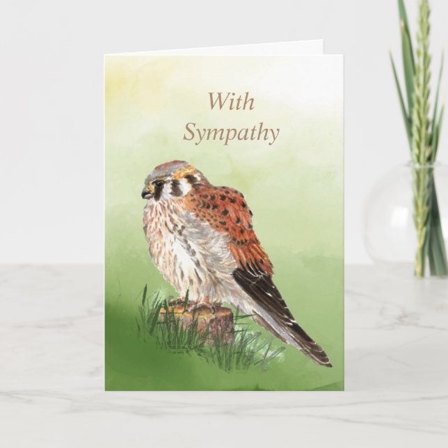 Watercolor Kestrel Falcon Sparrow Hawk Bird Nature Card (Front)