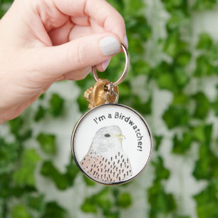 Watercolor Kestrel I'm a Birdwatcher Key Ring