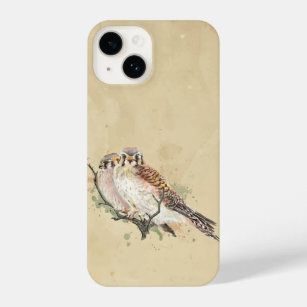 Watercolor Kestrel Sparrow Hawk Falcon Bird Art iPhone 14 Case