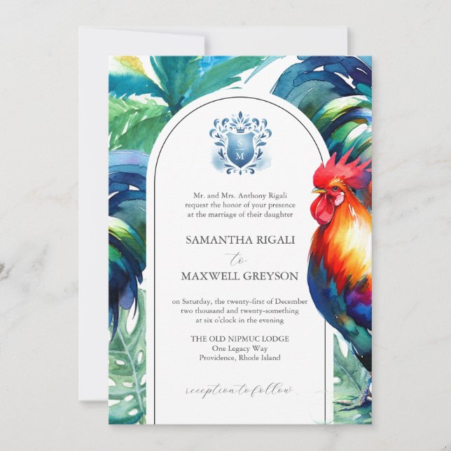 Watercolor Key West Formal Wedding Invitations (Front)
