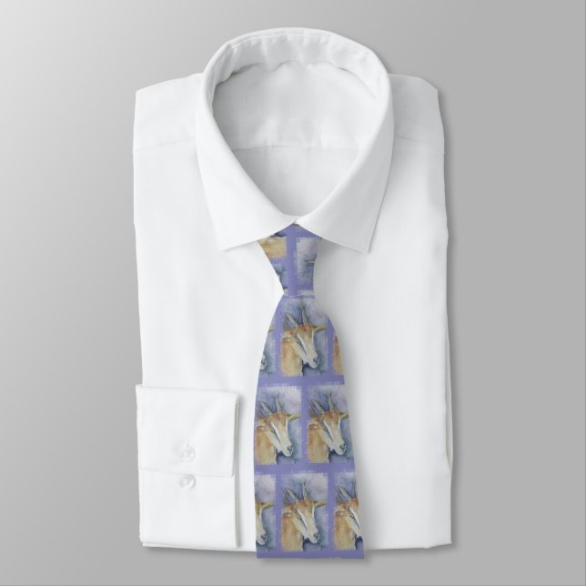 Watercolor Kid Goat Tie (Tied)