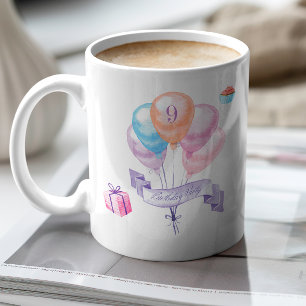 Watercolor Kids Birthday Party Balloons Coffee Mug