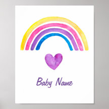 Watercolor Kids Room Decor Rainbow Personalised