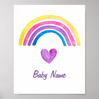 Watercolor Kids Room Decor Rainbow Personalised
