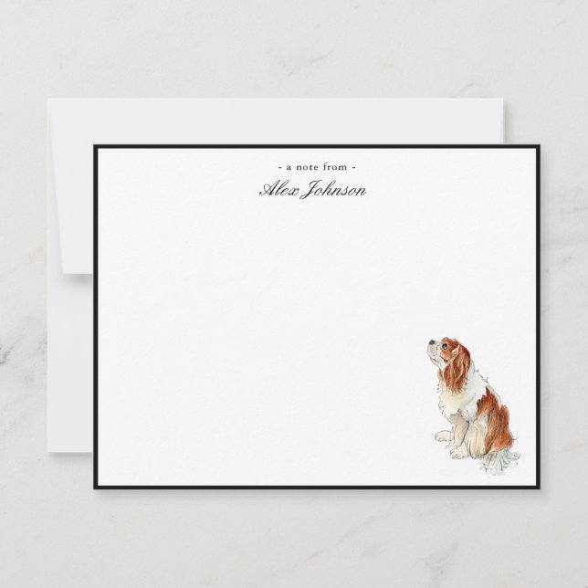 Watercolor King Charles Spaniel Flat  Thank You Card (Front)