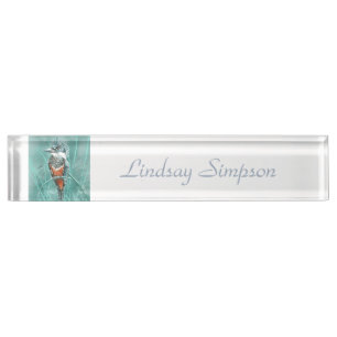 Watercolor Kingfisher Bird Nature Art Nameplate