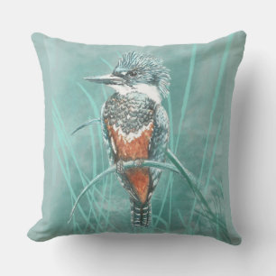 Watercolor Kingfisher Bird Wildlife Art Cushion