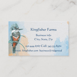Watercolor Kingfisher Business Logo Card