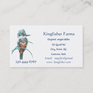 Watercolor Kingfisher Organic Farm Business Logo Card