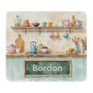 Watercolor Kitchen Glass Cutting Board