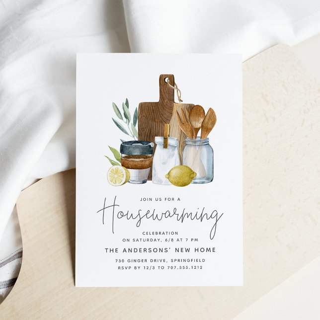 Watercolor Kitchen Goods Housewarming Party Invitation (Creator Uploaded)