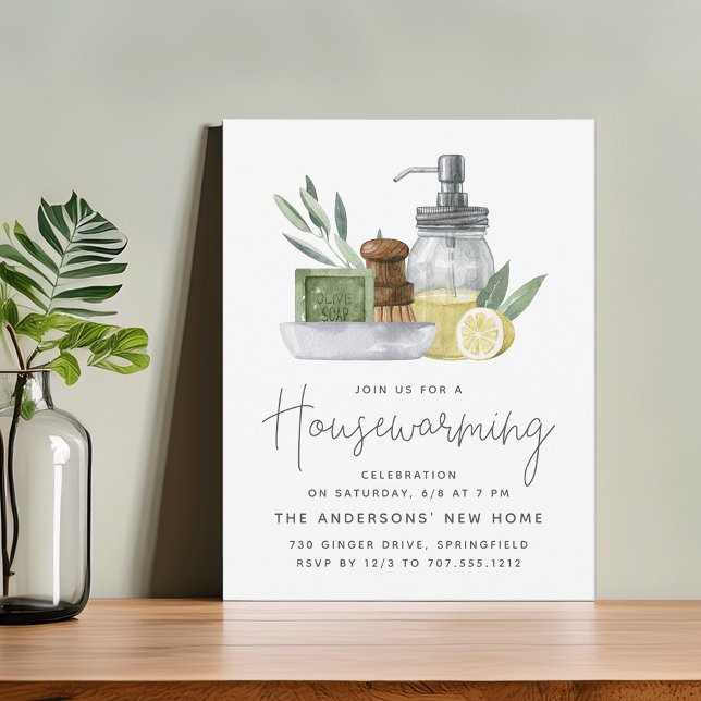 Watercolor Kitchen Housewarming Party Petite Size Invitation (Creator Uploaded)