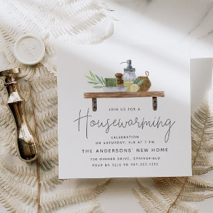 Watercolor Kitchen Shelf Housewarming Party Invitation