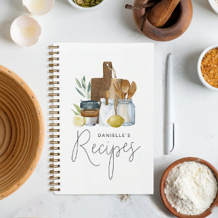 Watercolor Kitchen Supplies Personalised Notebook