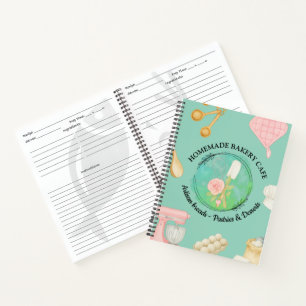 Watercolor Kitchen Supplies Personalised Recipe Notebook