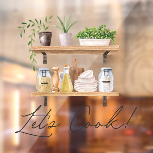 Watercolor Kitchen Utensils and Houseplant Quote