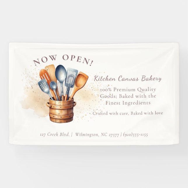 Watercolor Kitchen Utensils Banner (Horizontal)