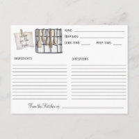 Watercolor Kitchen Utensils Bridal Shower Recipe