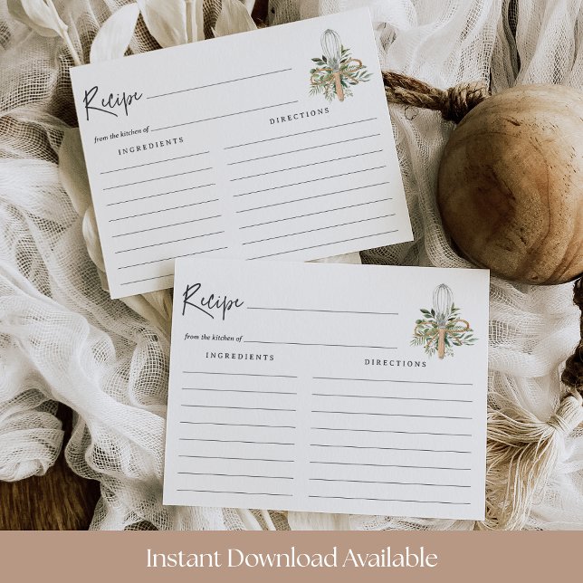 Watercolor Kitchen Whisk Bridal Shower Recipe Card (Creator Uploaded)