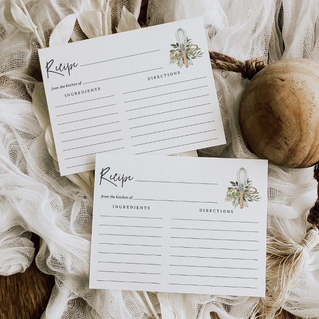 Watercolor Kitchen Whisk Bridal Shower Recipe Card (Creator Uploaded)