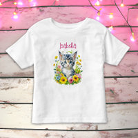 Watercolor Kitten Flowers Personalised